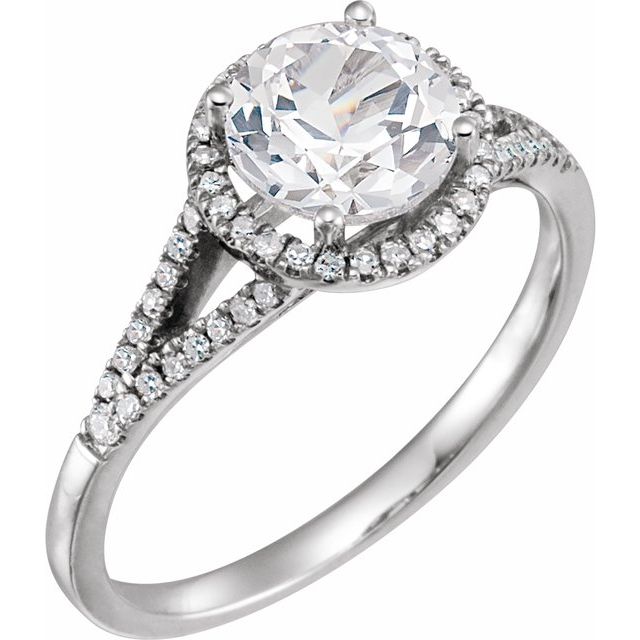 Lab-Grown White Sapphire & 1/6 CTW Natural Diamond Ring
