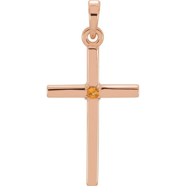 Round 22.6x11.4mm Natural Citrine Cross Pendant