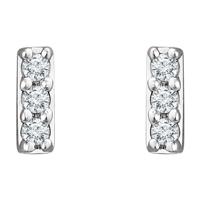 Round .05 CTW Lab-Grown Diamond Bar Earrings