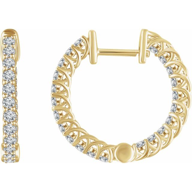 1 CTW Natural Diamond Inside-Outside 20.1mm Hoop Earrings