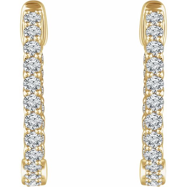 1 CTW Natural Diamond Inside-Outside 20.1mm Hoop Earrings