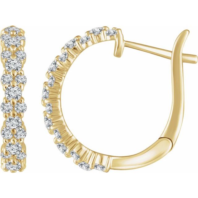 Round 5/8 CTW Natural Diamond Hoop Earrings