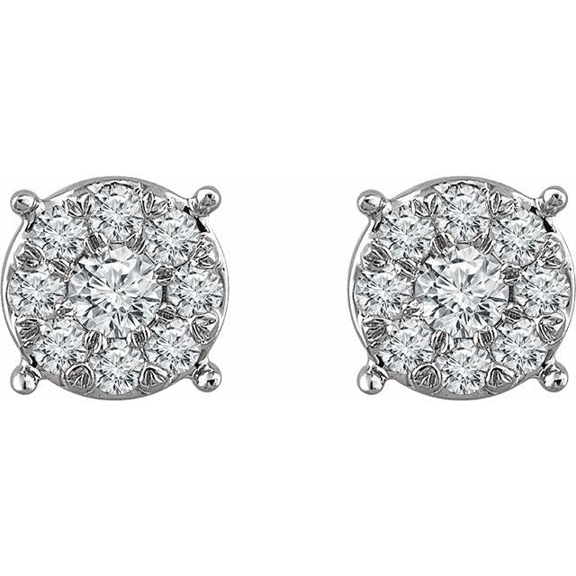 Round 1/4 CTW Natural Diamond Cluster Earrings