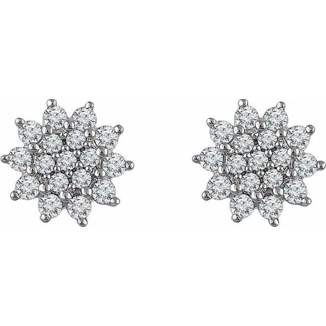 Round 1/2 CTW Natural Diamond Cluster Earrings