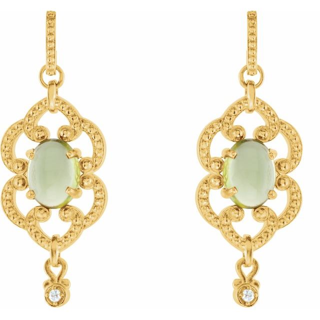 Oval Natural Peridot & .03 CTW Natural Diamond Earrings