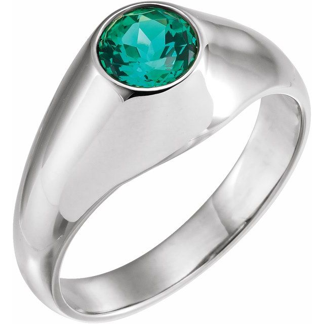 6.5mm Round Lab-Grown Emerald Ring