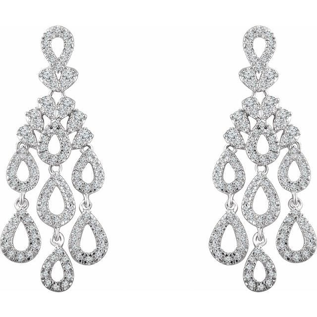 Round 7/8 CTW Natural Diamond Chandelier Earrings