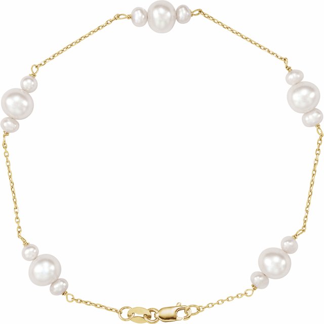 Cultured White Freshwater Pearl 7 1/2" Bracelet