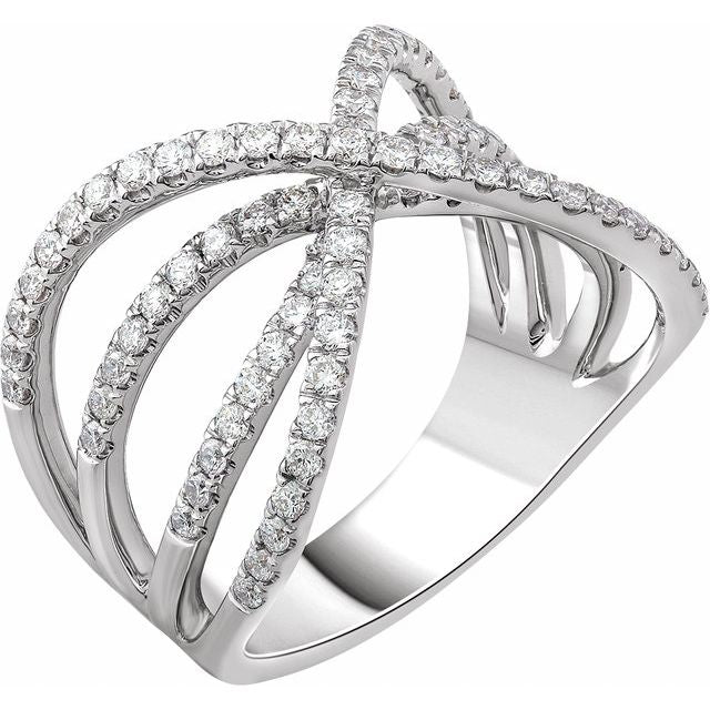 9/10 CTW Natural Diamond Criss-Cross Ring