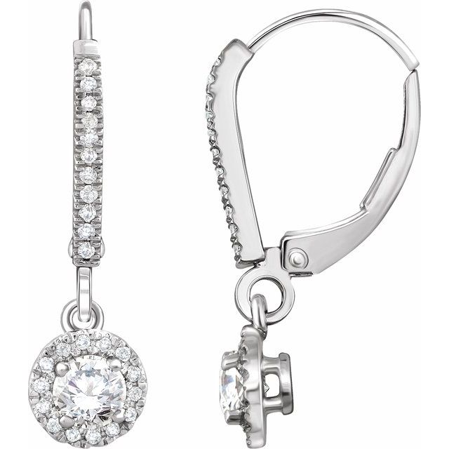 Round 5/8 CTW Natural Diamond Halo-Style Lever Back Earrings