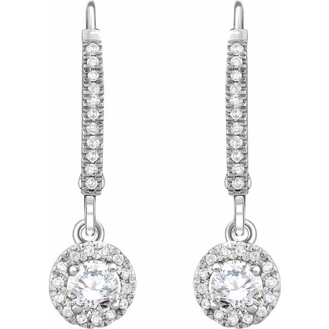 Round 5/8 CTW Natural Diamond Halo-Style Lever Back Earrings