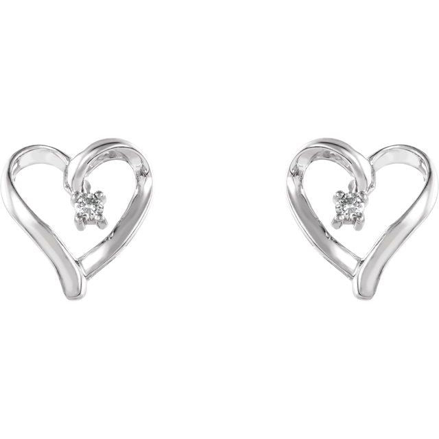 Round .03 CTW Natural Diamond Heart Earrings