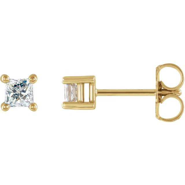 Square 1/6 CT Natural Diamond Single Stud Earring