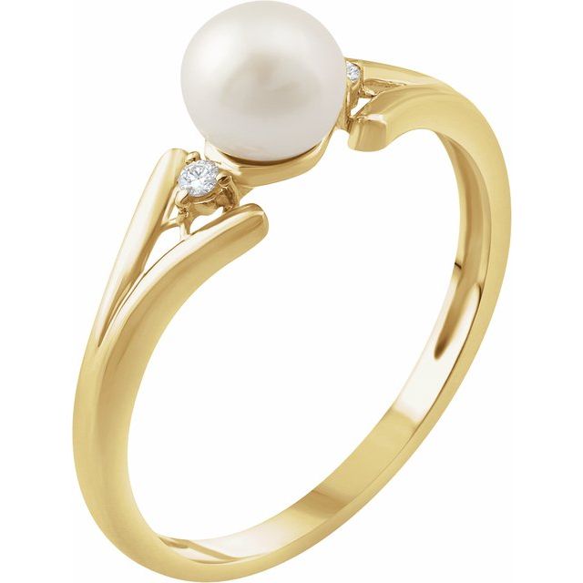 Freshwater Cultured Pearl & .03 CTW Diamond Ring