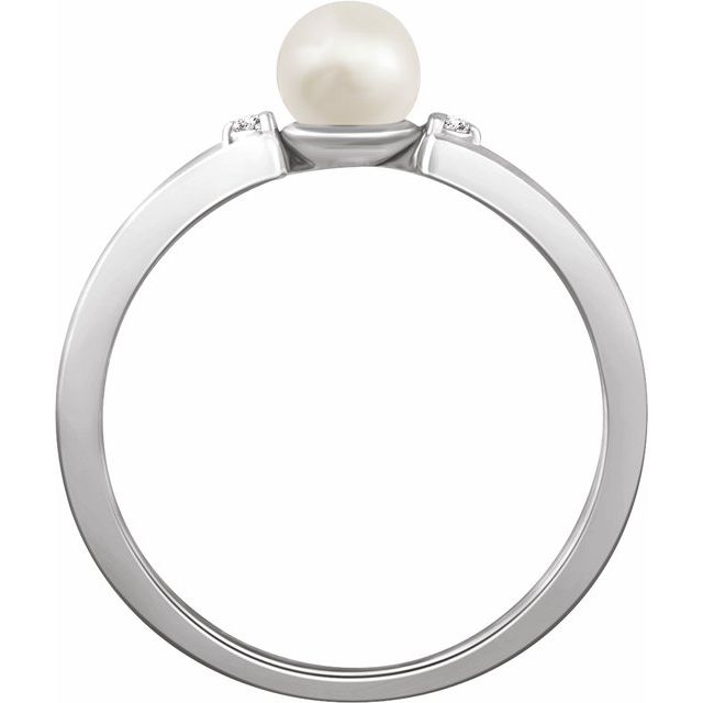 Freshwater Cultured Pearl & .03 CTW Diamond Ring