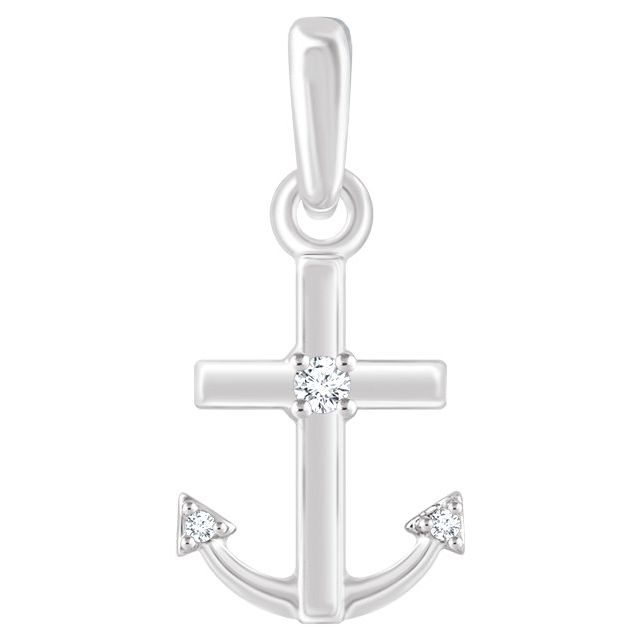 .03 CTW Natural Diamond Anchor Pendant