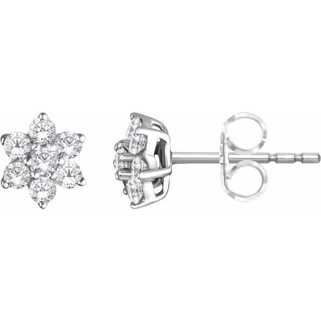 Round 3/8 CTW Natural Diamond Flower Earrings