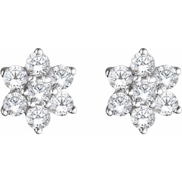 Round 3/8 CTW Natural Diamond Flower Earrings
