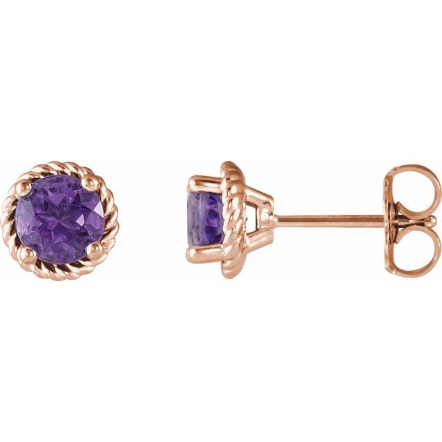 Round Amethyst Rope Earrings