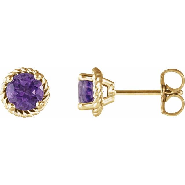 Round Amethyst Rope Earrings