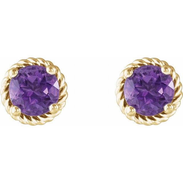 Round Amethyst Rope Earrings