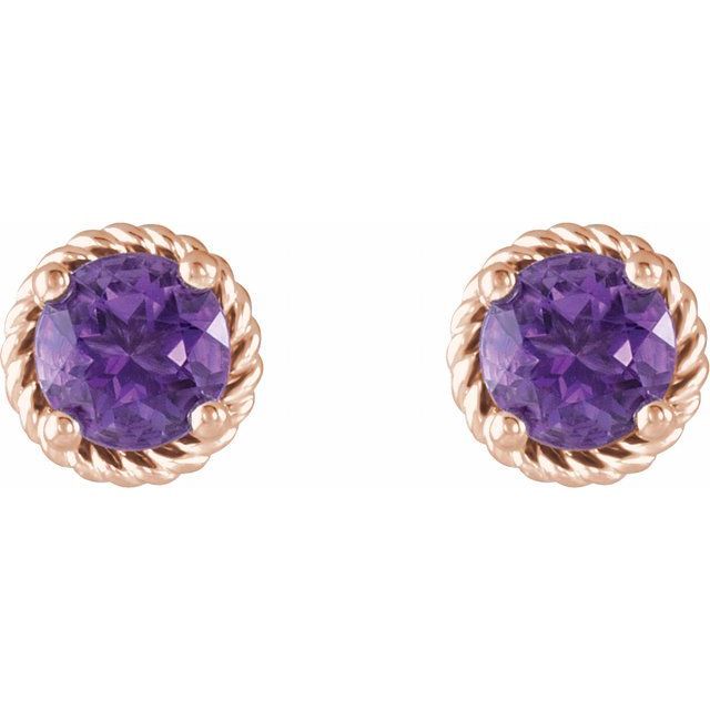 Round Amethyst Rope Earrings