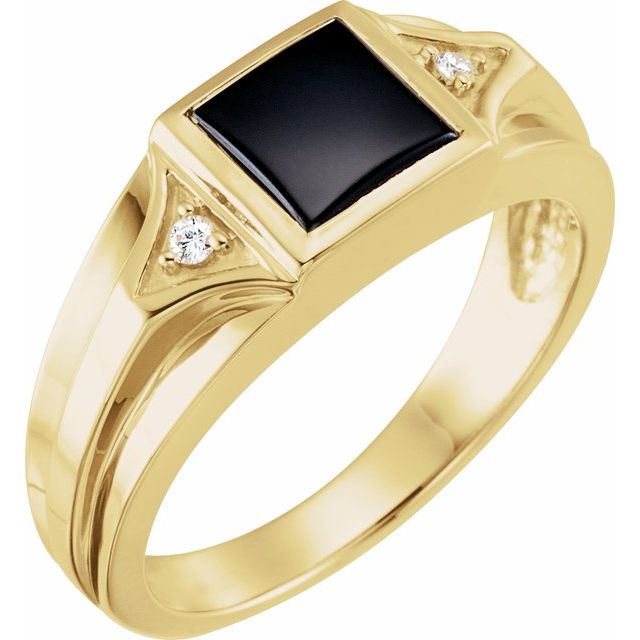 Natural Black Onyx & .04 CTW Natural Diamond Bezel-Set Ring