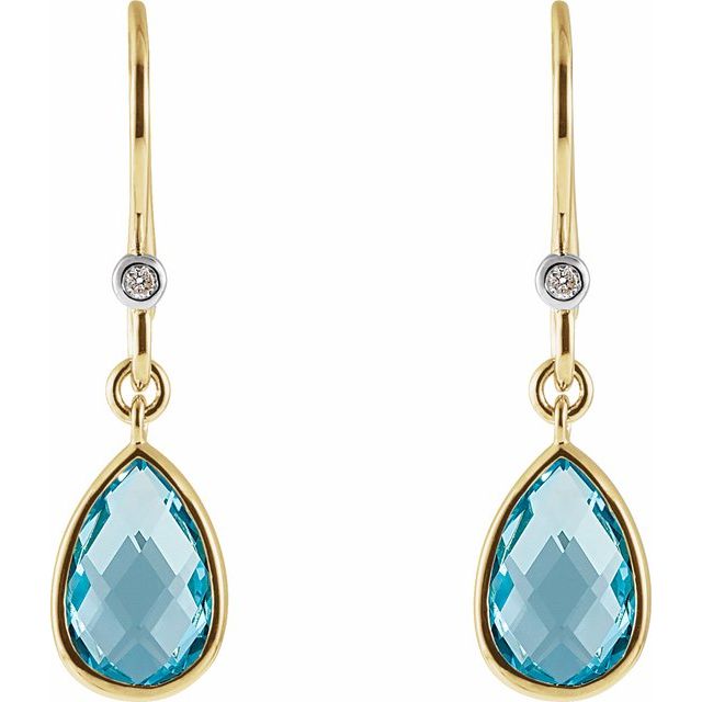 Pear Natural Swiss Blue Topaz & .02 CTW Natural Diamond Earrings