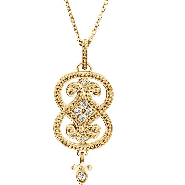 Round .08 CTW Natural Diamond Granulated Necklace