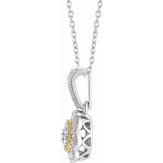 14K White/Yellow 1/6 CTW Natural Diamond Halo-Style Necklace