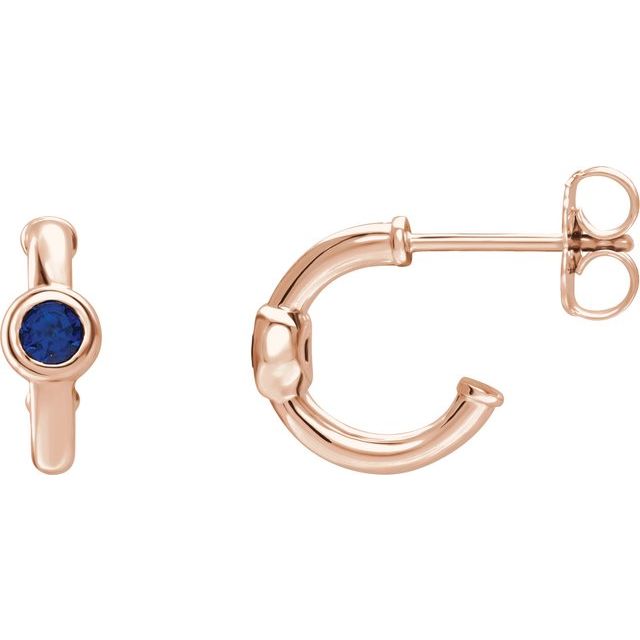 Round Lab-Grown Blue Sapphire Huggie Hoop Earrings