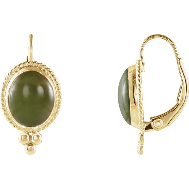 Oval Natural Nephrite Jade Cabochon Earrings