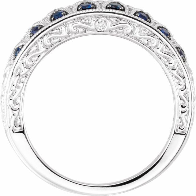 Round Natural Blue Sapphire & 1/4 CTW Natural Diamond Ring