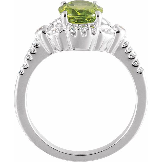 Oval Natural Peridot & 1/6 CTW Natural Diamond Ring