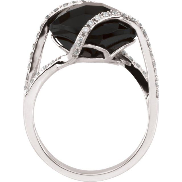 Natural Onyx & 1/5 CTW Natural Diamond Ring