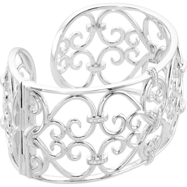 Round 1/3 CTW Natural Diamond Cuff 7 1/2" Bracelet