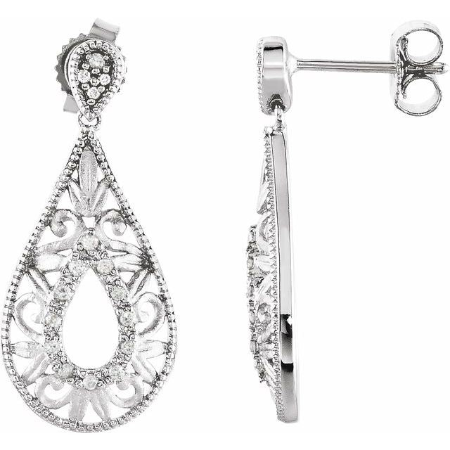 Round 1/10 CTW Natural Diamond Filigree Earrings