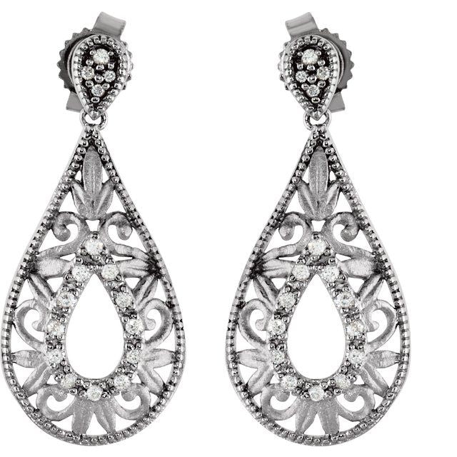 Round 1/10 CTW Natural Diamond Filigree Earrings