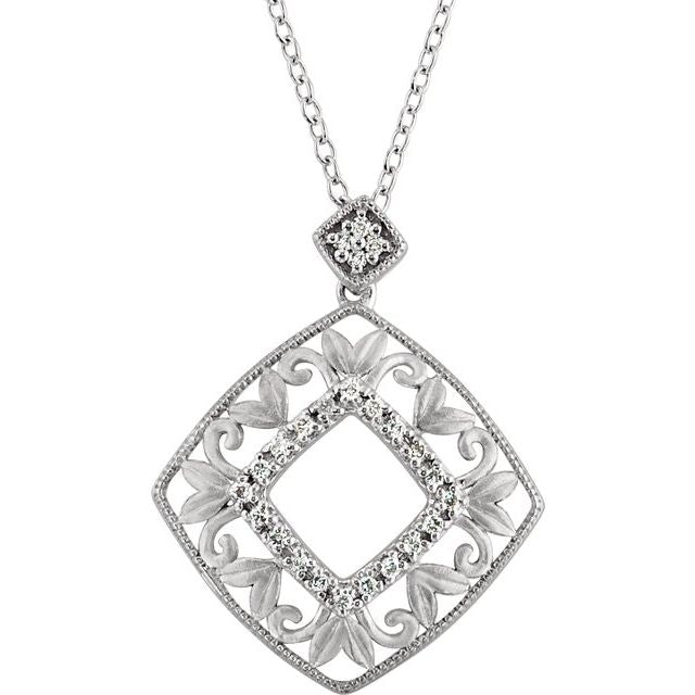 1/6 CTW Natural Diamond Filigree Necklace