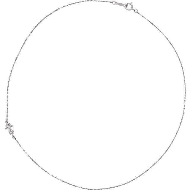 Infinity-Inspired Off-Center Sideways Cross Necklace