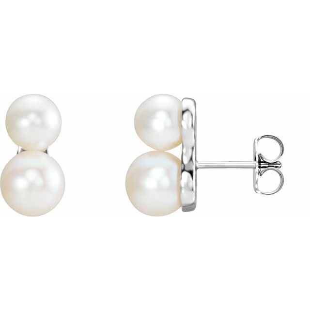 Cultured White Freshwater Pearl Ear Climbers