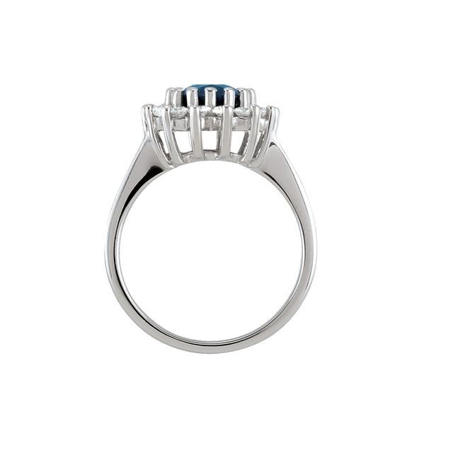 Natural Blue Sapphire & 1/2 CTW Natural Diamond Halo-Style Ring