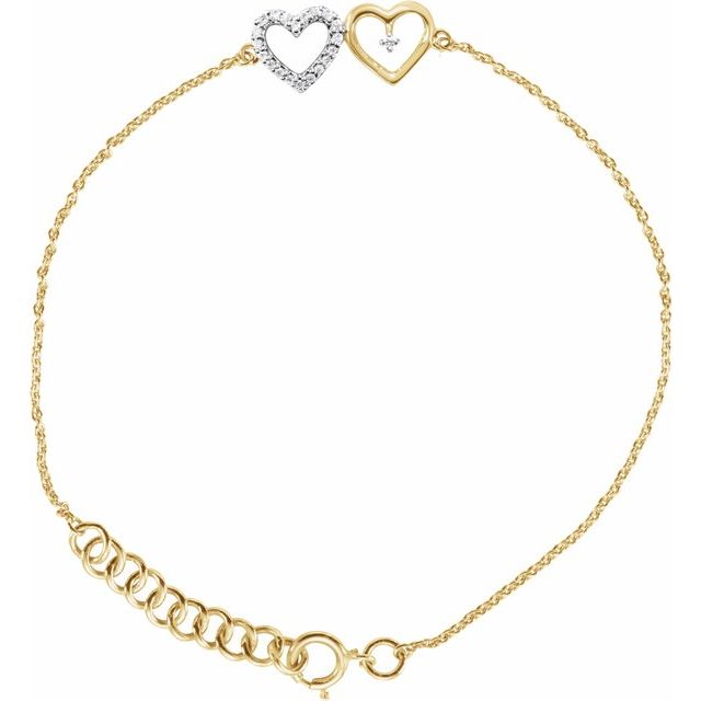 .07 CTW Natural Diamond Double Heart Bracelet