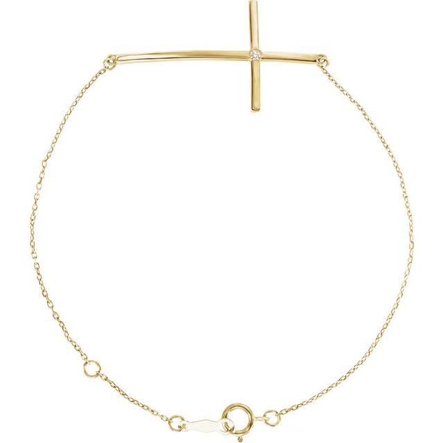 .025 CT Natural Diamond Sideways Cross 7-8" Bracelet