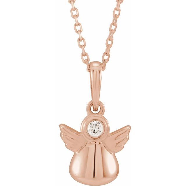 .03 CT Natural Diamond Youth Angel 15" Necklace