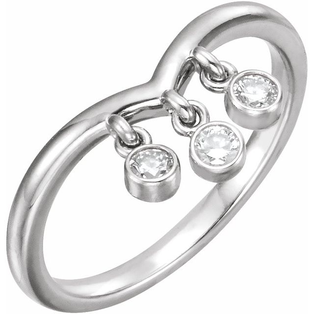1/5 CTW Diamond Three-Stone Fringe V Ring