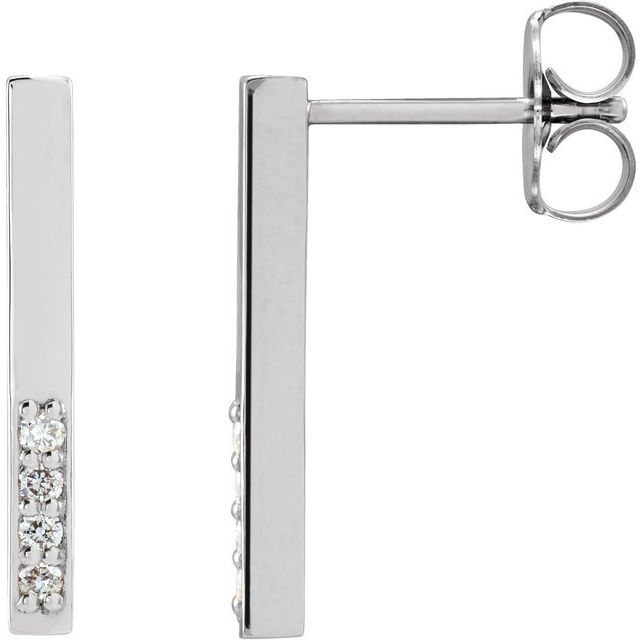 Round .07 CTW Natural Diamond Bar Earrings