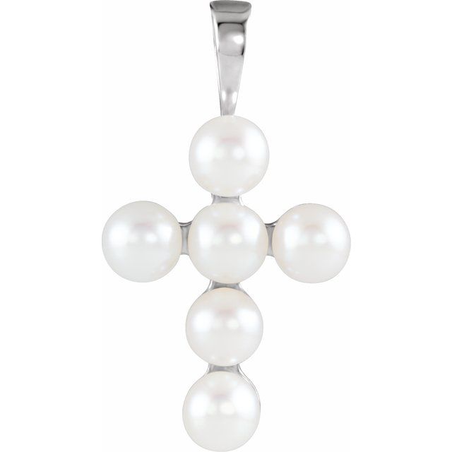 Cultured White Freshwater Pearl Cross Pendant