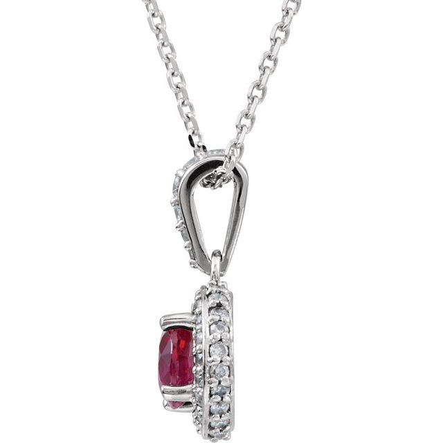Round Natural Ruby & 1/5 CTW Natural Diamond Necklace