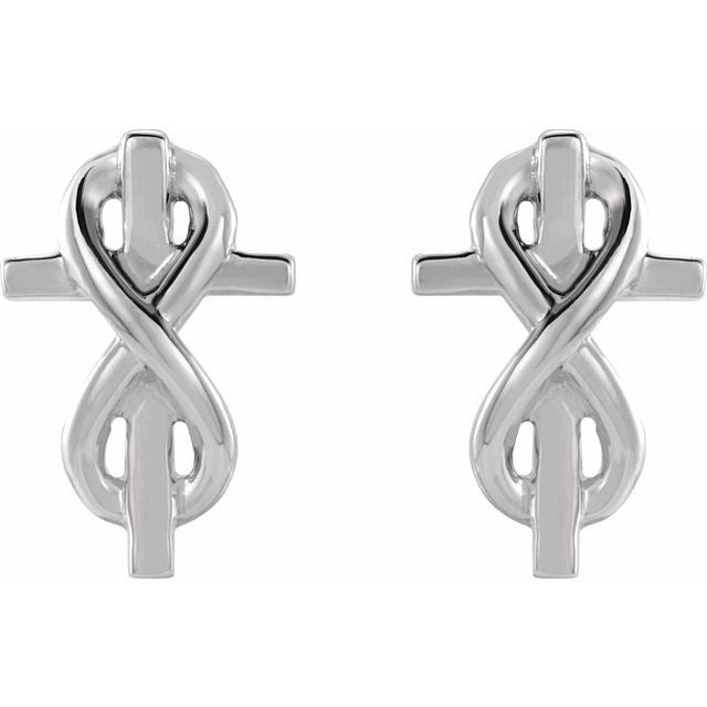 Infinity-Inspired Cross Earrings